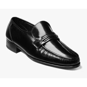 New Florsheim Black Leather Loafer Dress Shoe COMO Moc Toe Strap Men's Size 10 E